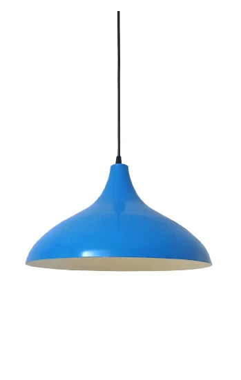 Rys Retro Metal Dekoratif Rustik Kafe Mutfak Aydınlatma Mavi içi Beyaz Sarkıt Avize Çap:35 cm ürün görseli 1