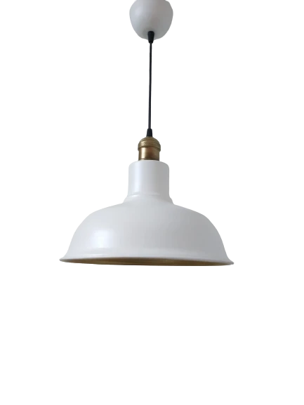 Rys Retro Metal Dekoratif Beyaz İçi Beyaz Eskitme Duylu Tekli Sarkıt Avize Çap:30 cm ürün görseli 1