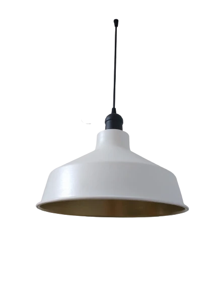 Rys Retro Metal Dekoratif Beyaz İçi Gold Siyah Duylu Tekli Sarkıt Avize Çap:30 cm ürün görseli 1