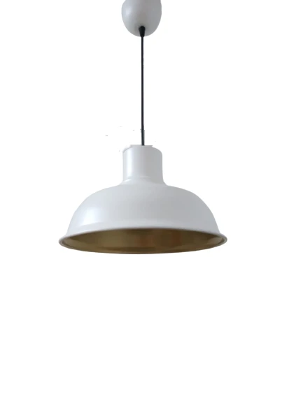 Rys Retro Metal Beyaz içi Gold Dekoratif Kafe Mutfak Tekli Sarkıt Avize Çap:30 cm ürün görseli 1