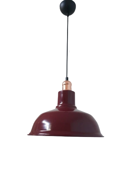 Rys Retro Metal Bordo Bakır Duylu Dekoratif Ruktik Tekli Sarkıt Kafe Mutfak Aydınlatma Çap:30 cm ürün görseli 1
