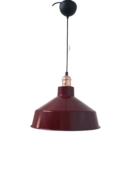 Rys Retro Metal Bordo Bakır Duylu Dekoratif Ruktik Tekli Sarkıt Kafe Mutfak Aydınlatma Çap:30 cm ürün görseli 1