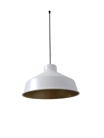 Rys Retro Metal Beyaz içi Gold Dekoratif Kafe Mutfak Tekli Sarkıt Avize Çap:30 cm ürün görseli 1
