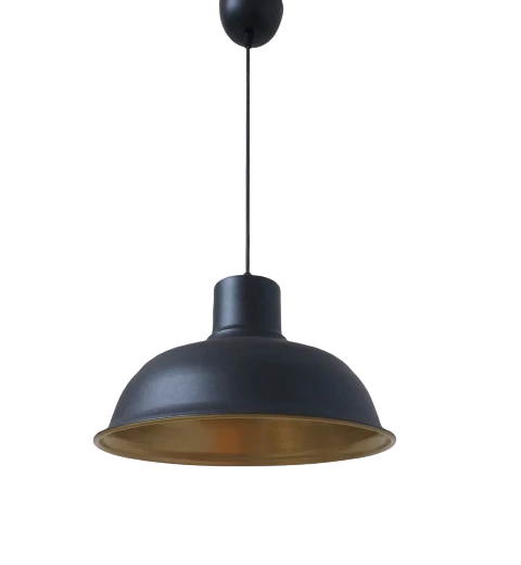 Rys Retro Metal Siyah Dekoratif Siyah İçi Gold Kafe Mutfak Avize Çap:30 cm ürün görseli 1