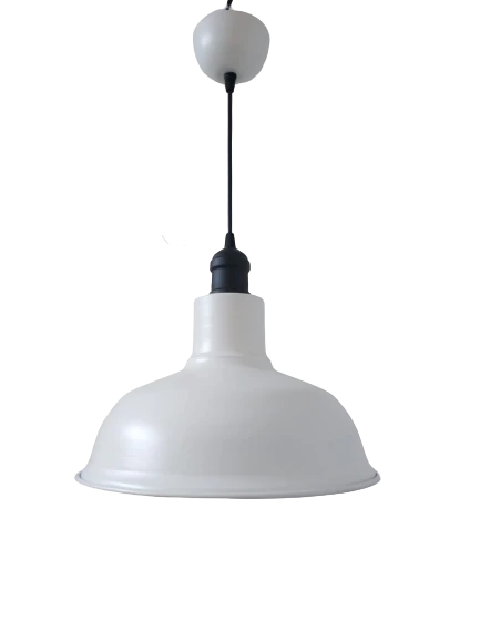 Rys Retro Metal Dekoratif Beyaz İçi Beyaz Siyah Duylu Tekli Sarkıt Avize Çap:30 cm ürün görseli 1