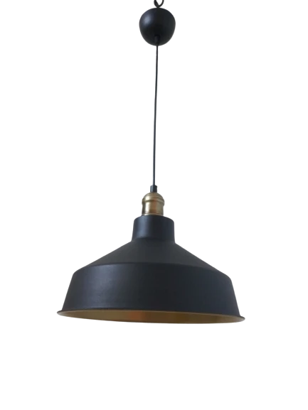 Rys Retro Metal Siyah Dekoratif Eskitme Duylu Kafe Siyah İçi Gold Mutfak Avize Çap:30 cm ürün görseli 1