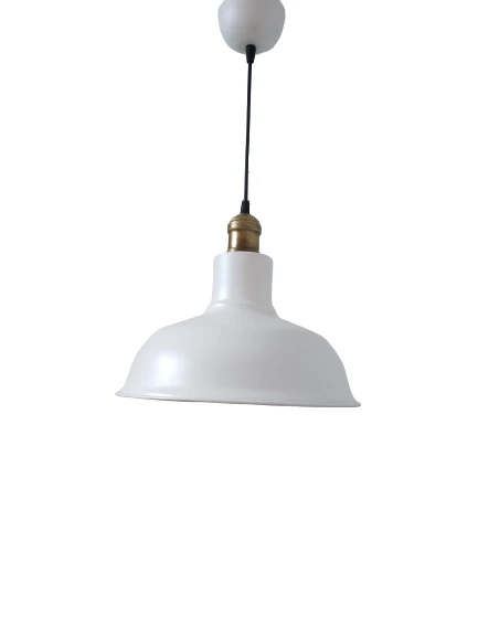 Rys Retro Metal Dekoratif Beyaz İçi Beyaz Eskitme Duylu Tekli Sarkıt Avize Çap:30 cm ürün görseli 1