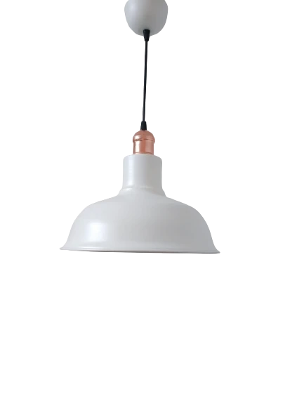 Rys Retro Metal Dekoratif Beyaz İçi Beyaz Bakır Duylu Tekli Sarkıt Avize Çap:30 cm ürün görseli 1