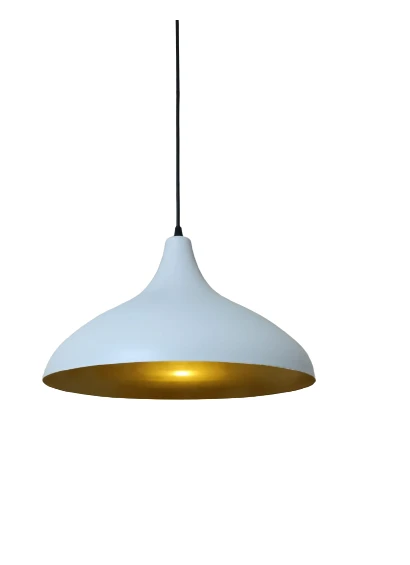 Rys Retro Metal Dekoratif Rustik Kafe Mutfak Aydınlatma Beyaz içi Gold Sarkıt Avize Çap:35 cm ürün görseli 1