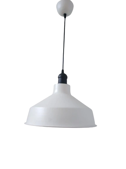 Rys Retro Metal Dekoratif Beyaz İçi Beyaz Siyah Duylu Tekli Sarkıt Avize Çap:30 cm ürün görseli 1