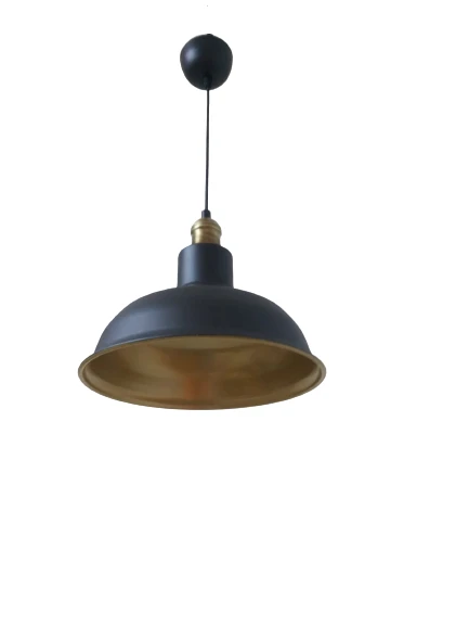 Rys Retro Metal Siyah Dekoratif Eskitme Duylu Kafe Siyah İçi Gold Mutfak Avize Çap:30 cm ürün görseli 1