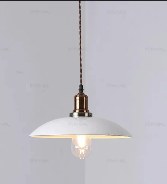 Rys Retro Metal Dekorarif Bakır Duylu Tekli Sarkıt Kafe Mutfak Aydınlatma Çap:30 cm ürün görseli 1