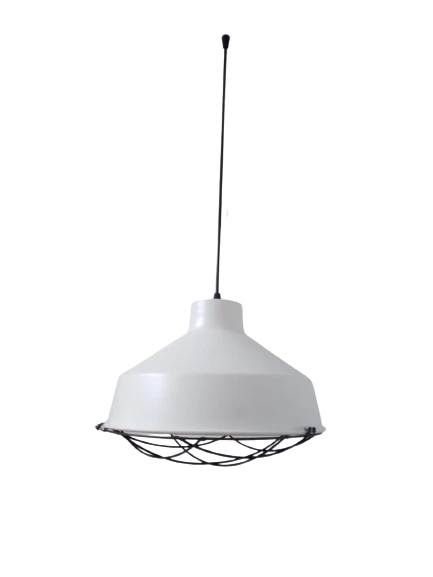 Rys Retro Metal Beyaz içi Beyaz Kafesli Dekoratif Tekli Sarkıt Avize Çap:30 cm ürün görseli 1