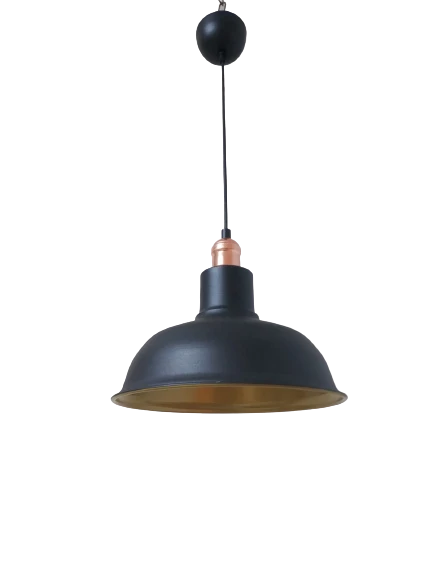 Rys Retro Metal Siyah Dekoratif Bakır Duylu Siyah İçi Gold Mutfak Avize Çap:30 cm ürün görseli 1
