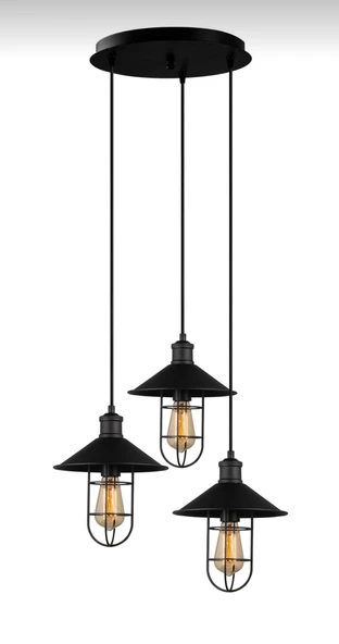 Rys Retro Metal Siyah Kafesli 3 lü Dekoratif Rustik Sarkıt Avize Çap:30 cm ürün görseli 1