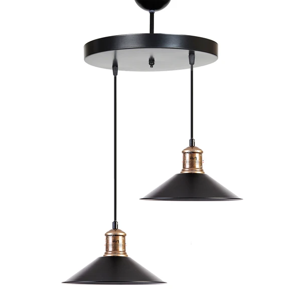 Rys  Retro Metal Siyah 2 Li Dekoratif Rustik Sarkıt Avize Çap :30 cm ürün görseli 1