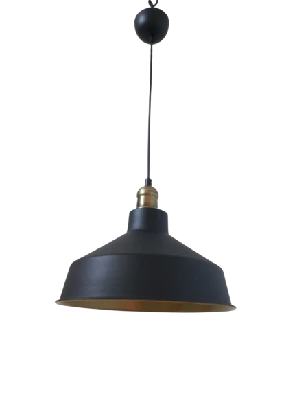 Rys Retro Metal Siyah Dekoratif Eskitme Duylu Kafe Siyah İçi Gold Mutfak Avize Çap:30 cm ürün görseli 1
