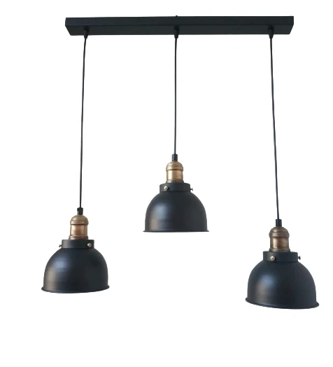 Rys Retro Metal Siyah Dekoratif 3 lü Masa Üstü Sıralı Rustik Sarkıt Avize En:60 cm ürün görseli 1