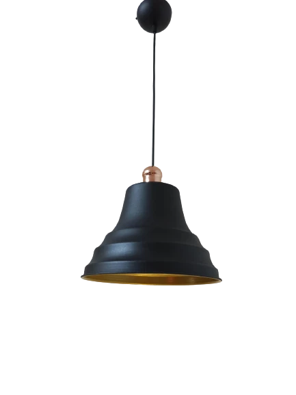 Rsylight Retro Metal Bakır Duylu Siyah içi Gold Tekli Sarkıt Avize Çap.27 cm ürün görseli 1