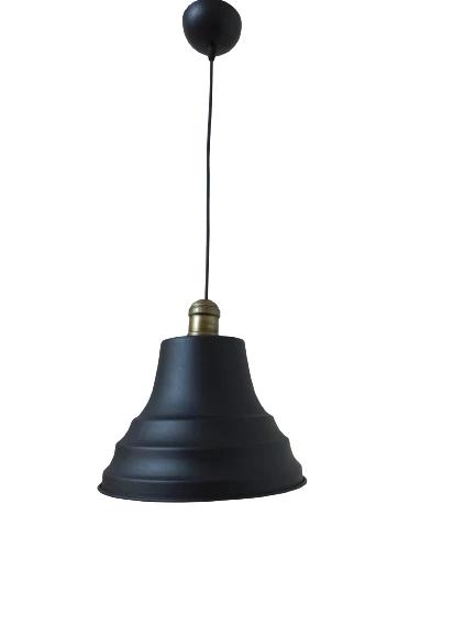Rys Retro Metal Eskitme Duylu Siyah içi Siyah Tekli Sarkıt Avize Çap.27 cm ürün görseli 1