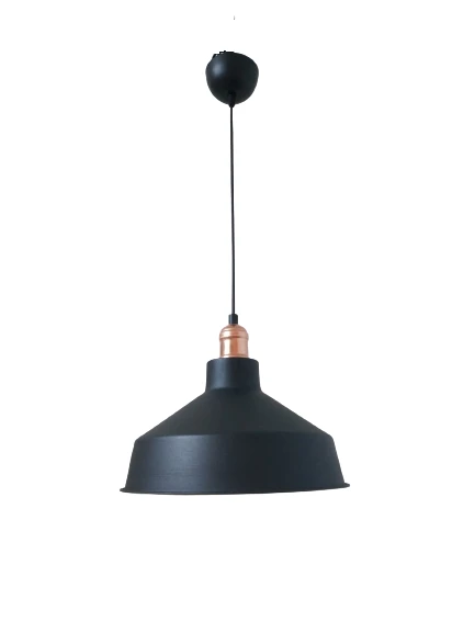 Rys Retro Metal Siyah Dekoratif Bakır Duylu Siyah İçi Siyah Kafe Mutfak Avize Çap:30 cm ürün görseli 1