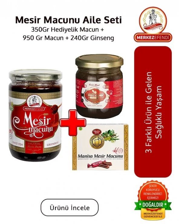 Mesir Macunu Aile Hediye Seti 350 Gr Hediyelik Macun,950 Gr Macun ve 240 Gr Ginseng ürün görseli 1