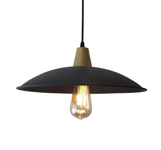 Retro Metal Sarkıt Avize Rustik Tekli Sarkıt Siyah Gold Askılı çap:30 cm ürün görseli 1