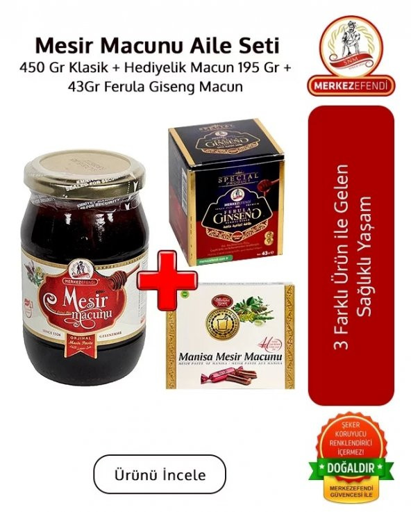 Mesir Macunu Aile Seti 450 Gr Klasik-Hediyelik Macun 195Gr ve 43Gr  Macun 3 Ürün Birden ürün görseli 1