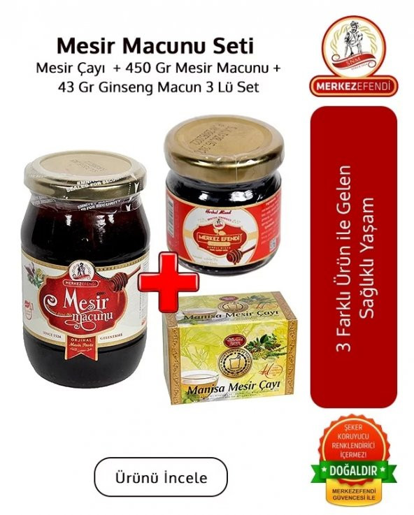 Mesir Macunu Seti Mesir Çayı 450 Gr Mesir Macunu ve 43 Gr Ginseng Macun 3 Lü Set ürün görseli 1