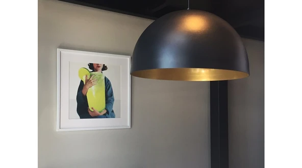 Retro Metal Sarkıt Siyah Içi Sarı 40 Cm ürün görseli 1