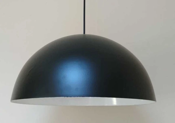 Retro Metal Sarkıt Avize Siyah İçi Beyaz 40 cm ürün görseli 1