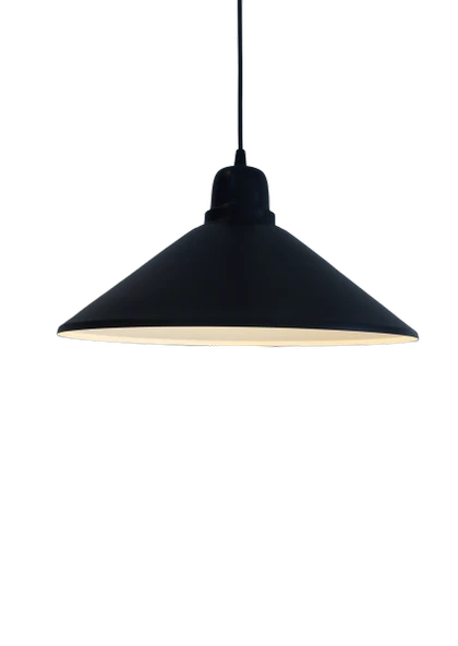 Retro Siyah Içi Sarı Metal Sarkıt Avize 37 cm ürün görseli 1