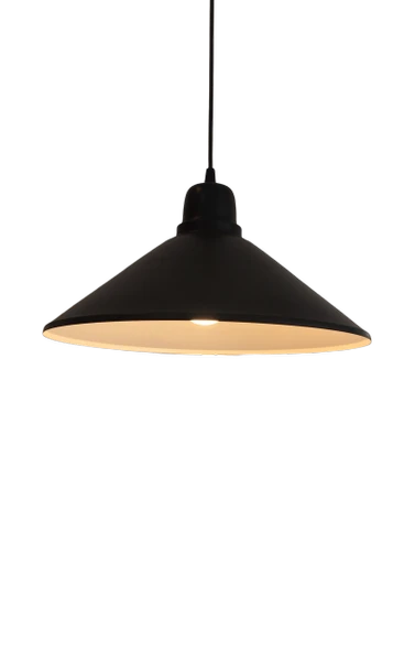 Retro Metal Sarkıt Avize Siyah Içi Beyaz 38 cm ürün görseli 1