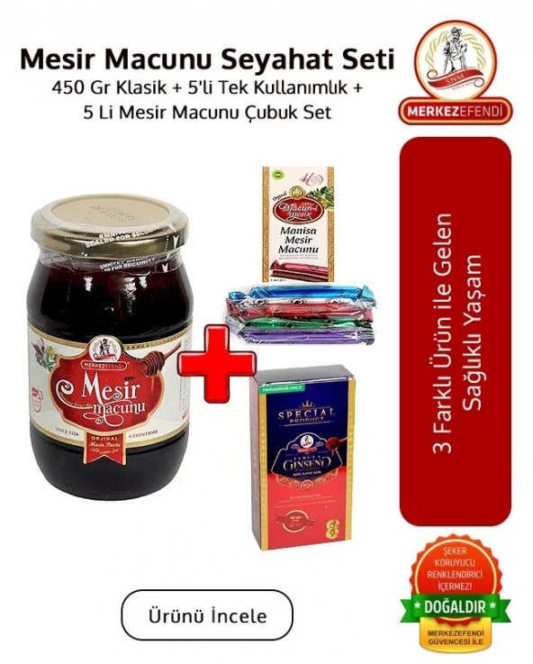 Mesir Macunu Seyahat Seti 450Gr Klasik-5'li Tek Kullanımlık-5 Li Mesir Macunu Çubuk Set ürün görseli 1
