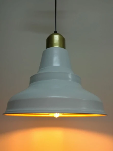 Retro Metal Sarkıt Avize Rustik Tekli Sarkıt Beyaz Gold Duylu Cafe Mutfak Aydınlatma ürün görseli 1