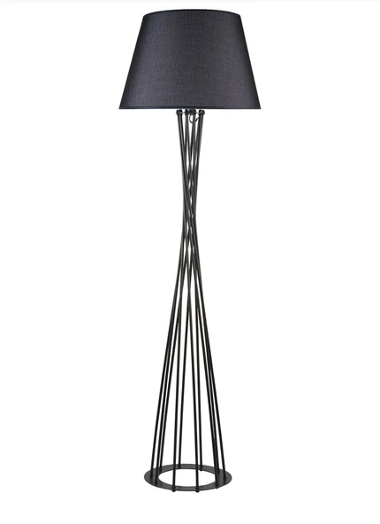 Retro Metal Dekoratif Siyah Köşe Lambası Lambader Başlık çap:45 cm ürün görseli 1