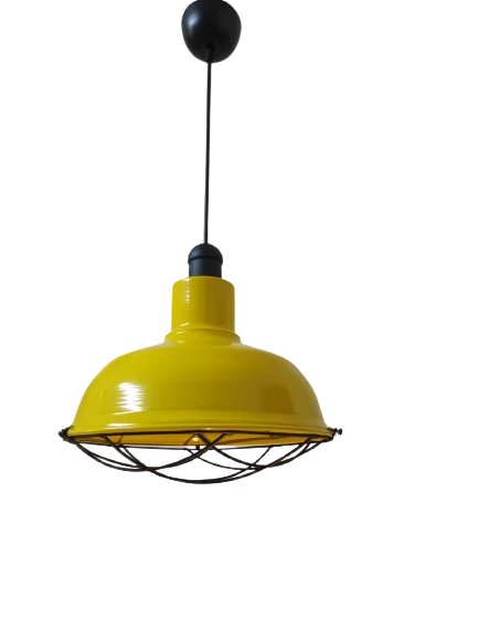 Rys Retro Metal Sarı Kafesli Dekoratif Tekli Kafe Mutfak Aydınlatma Avize Çap:30 cm ürün görseli 1