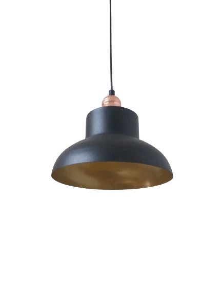 Rys Retro Metal Dekoratif Siyah İçi Gold Tekli Sarkıt Avize Çap:25 cm ürün görseli 1