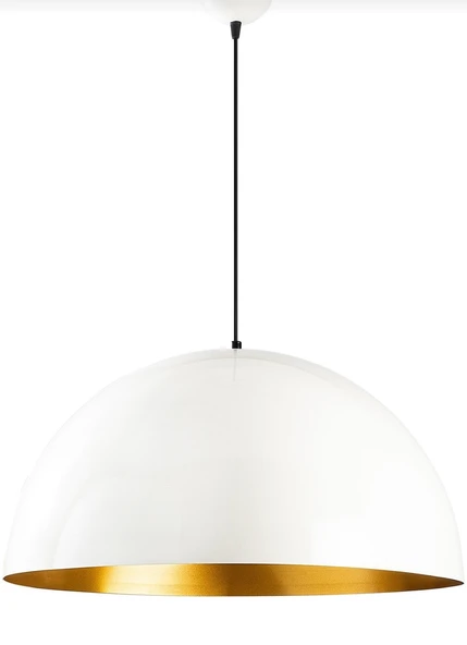 Rys Retro Metal Dekotatif Beyaz İçi Gold Dekoratif Tekli Saklıt Avize Çap:40 cm ürün görseli 1