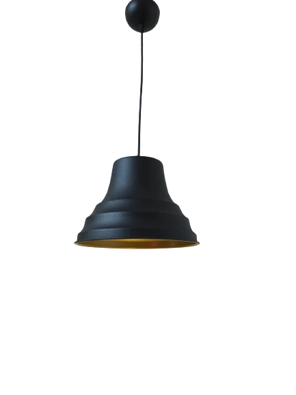 Rys  Retro Metal Dekoratif Sarkıt Avize Siyah İçi Gold Kafe Mutfak Aydınlatma  Çap:27 cm ürün görseli 1
