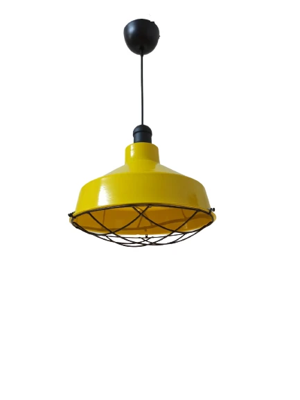 Rys Retro Metal Sarı Kafesli Dekoratif Tekli Kafe Mutfak Aydınlatma Avize Çap:30 cm ürün görseli 1