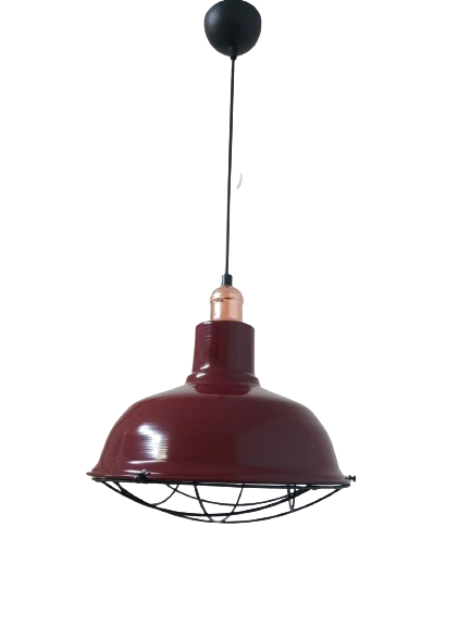 Rys Retro Metal Bordo Bakır Duylu Dekoratif Kafesli Tekli Sarkıt Kafe Mutfak Aydınlatma Çap:30 cm ürün görseli 1