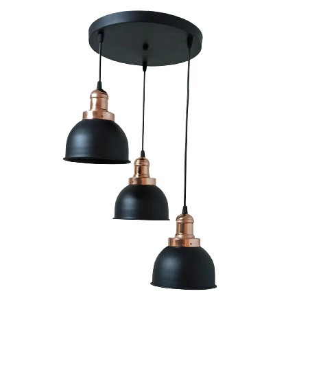 Rys  Retro Metal Siyah Bakır Duylu 3 lü Dekoratif Sarkıt Avize çap:30 cm ürün görseli 1
