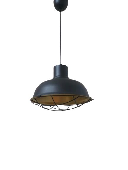 Rys Retro Metal Siyah Dekoratif Kafesli Siyah İçi Gold Kafe Mutfak Avize Çap:30 cm ürün görseli 1