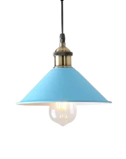 Dylight Retro Metal Mavi Tekli Sarkıt Kafe Mutfak Aydınlatma Çap:30 cm ürün görseli 1