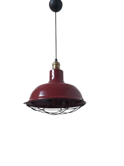 Rys Retro Metal Bordo Eskitme Duylu Dekoratif Kafesli Tekli Sarkıt Kafe Mutfak Aydınlatma Çap:30 cm ürün görseli 1