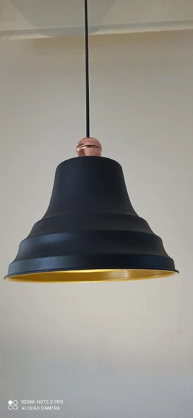 Rys Retro Metal Siyah Bakır Duylu Dekoratif Rustik Tekli Sarkıt Avize Çap:27 cm ürün görseli 1