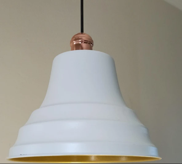 Rys Retro Metal Beyaz Bakır Duylu Dekoratif Rustik Tekli Sarkıt Avize Çap:27 cm ürün görseli 1