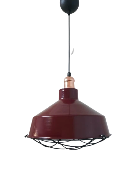 Rys Retro Metal Bordo Bakır Duylu Kafesli Ruktik Tekli Sarkıt Kafe Mutfak Aydınlatma Çap:30 cm ürün görseli 1