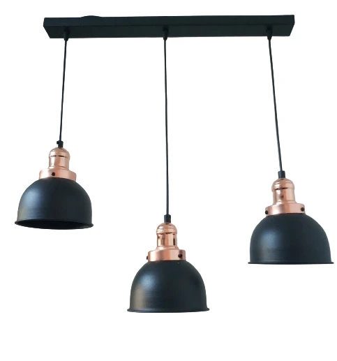 Rys Retro Metal Siyah Bakır Duylu Dekoratif 3 lü Masa Üstü Siyah Rustik Avize En:60 cm ürün görseli 1